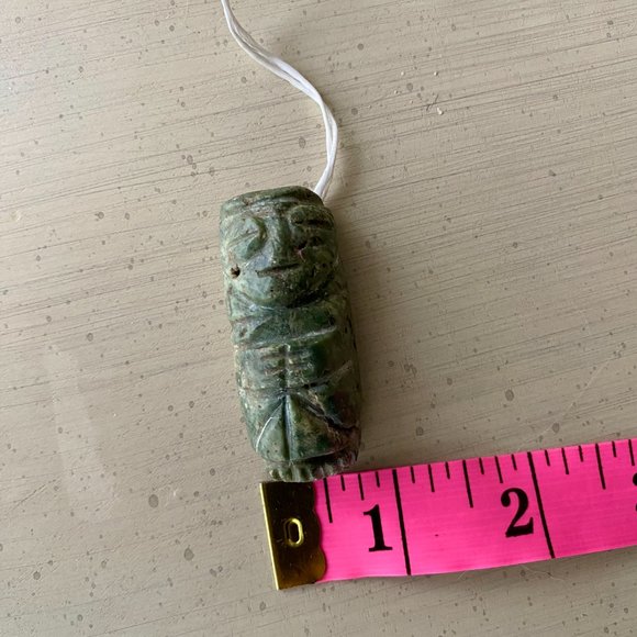 Vintage Handcarved Green Stone Talisman Pendant - Picture 12 of 13